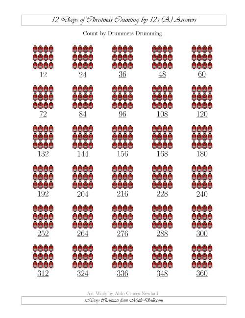 The 12 Days of Christmas Counting by Drummers Drumming (A) Math Worksheet Page 2