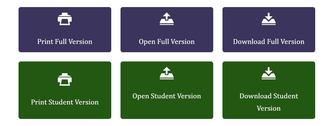 Print, open, and download buttons on worksheet page.